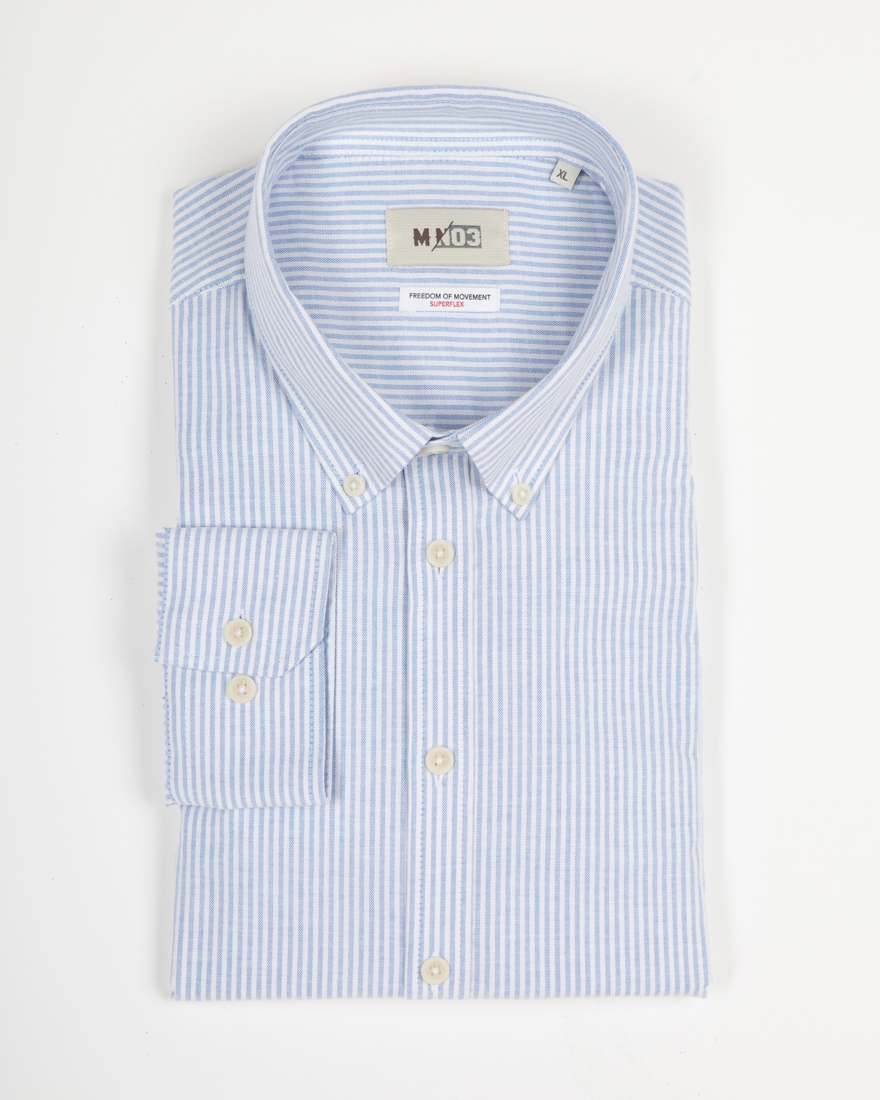 Chemise orxford rayée grande taille bleu