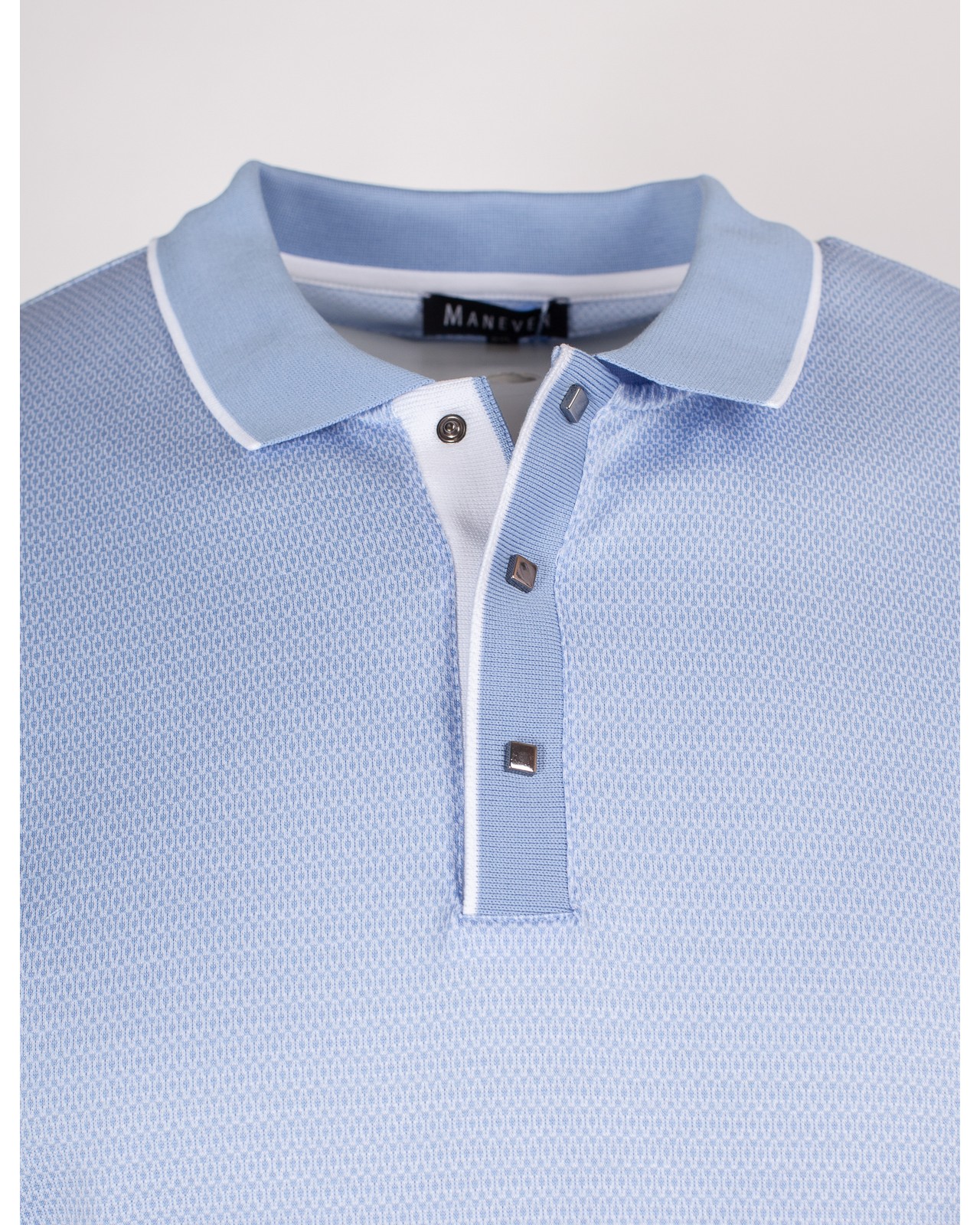Polo jacquard grande taille bleu ciel