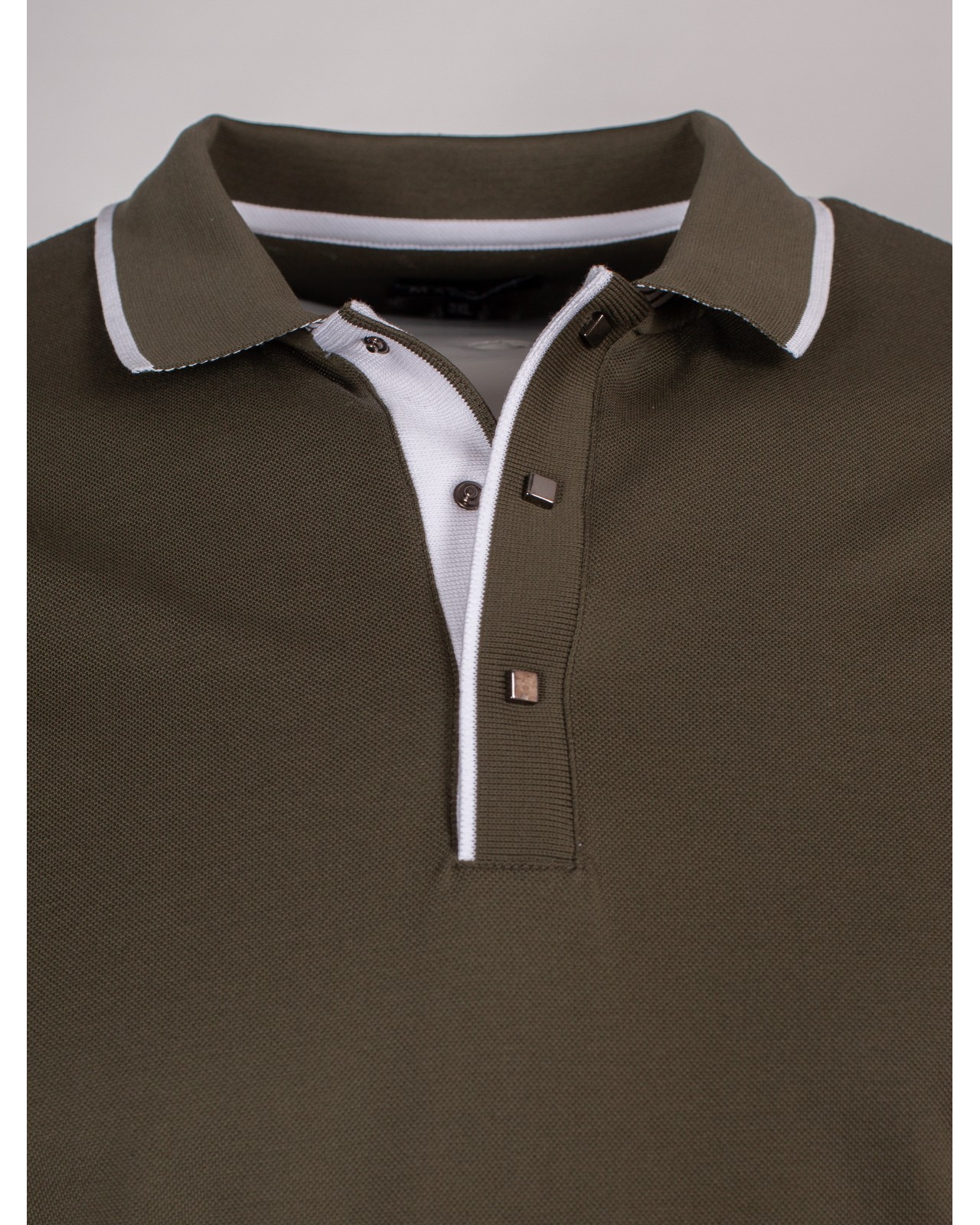 Polo piqué mercerisé grande taille vert kaki