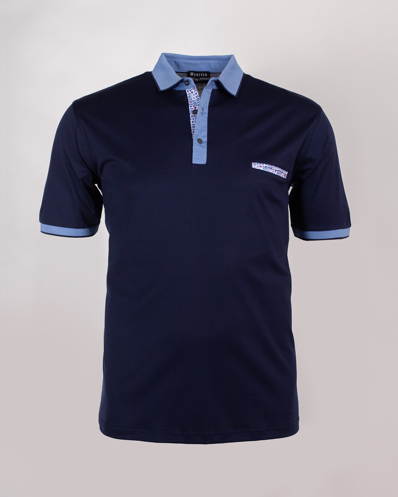 Polo piqué mercerisé grande taille bleu marine