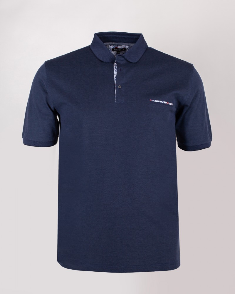 Polo oxford mercerisé grande taille bleu