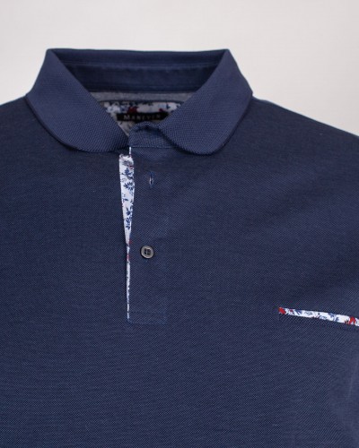 Polo oxford mercerisé grande taille bleu