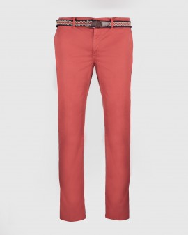 Pantalon chino gabardine grande taille avec ceinture rose