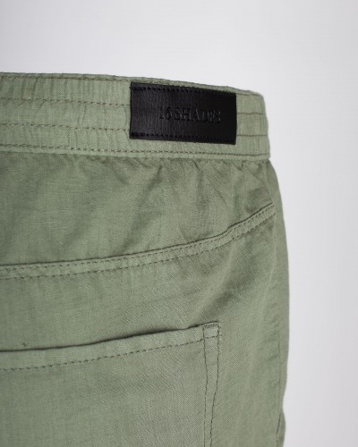 Pantalon chino en coton lin grande taille vert kaki