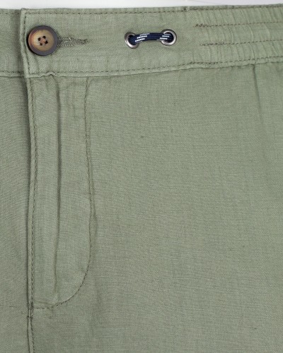 Pantalon chino en coton lin grande taille vert kaki