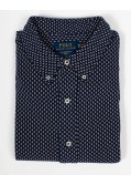 Chemise piqué grande taille à pois bleu marine