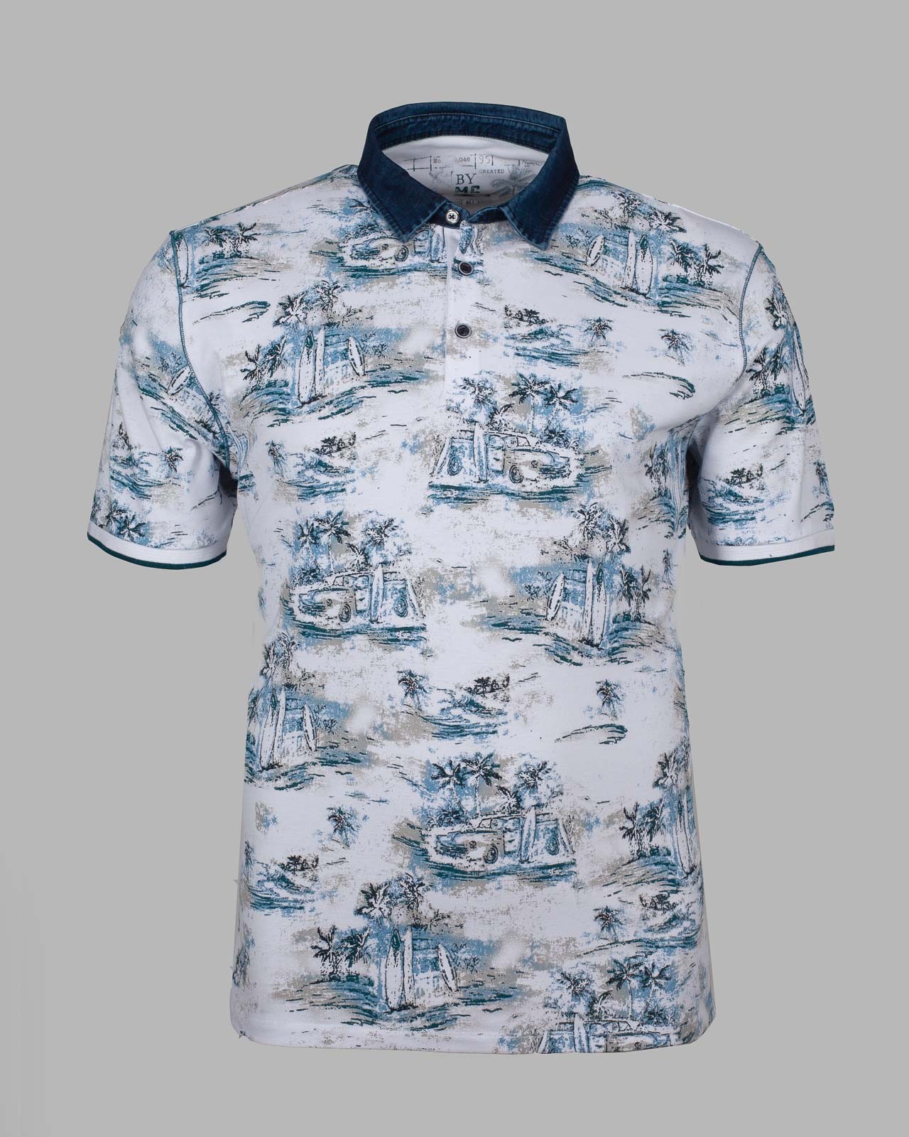 Polo piqué fantaisie grande taille blanc