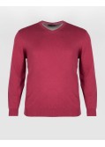 Pull col V grande taille framboise