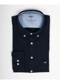 Chemise extra-longue pour homme grand en lin bleu marine