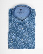 Chemise extra-longue pour homme grand en lin bleu
