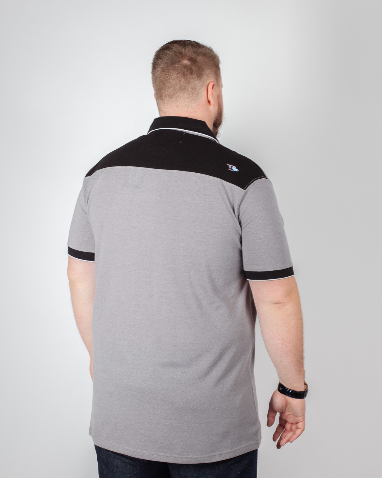 Polo bicolore grande taille gris