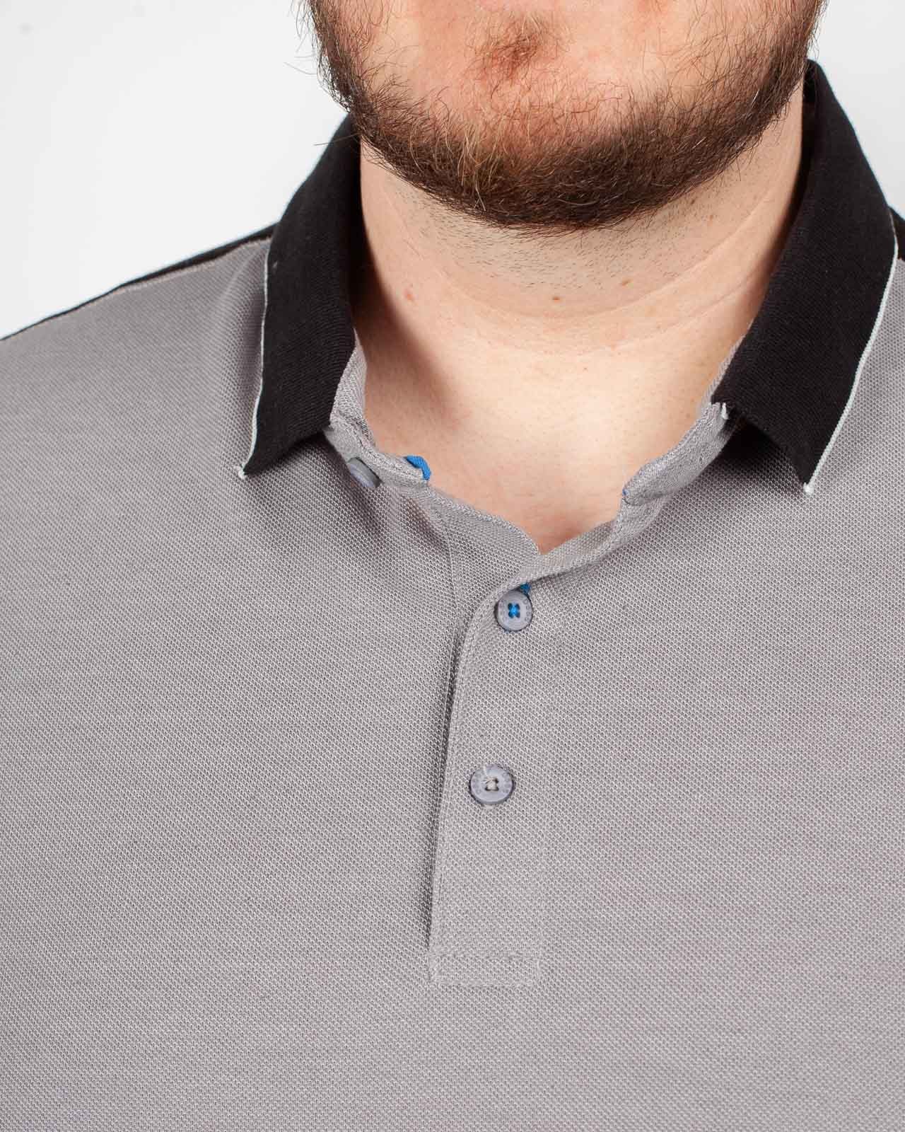 Polo bicolore grande taille gris