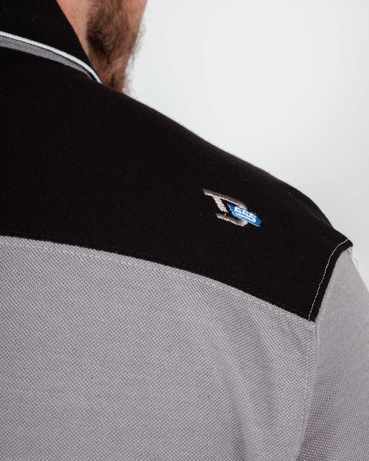 Polo bicolore grande taille gris