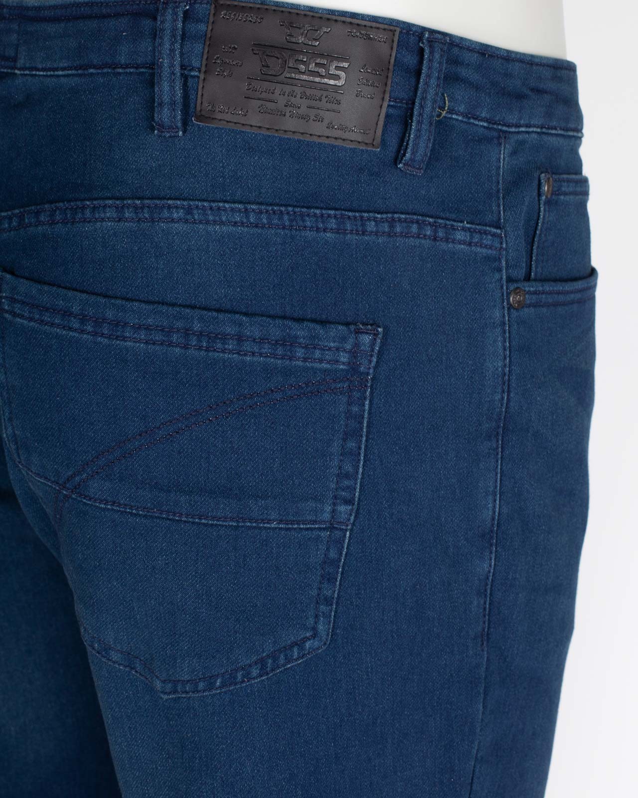 Jean slim ultra stretch grande taille en maille bleu foncé