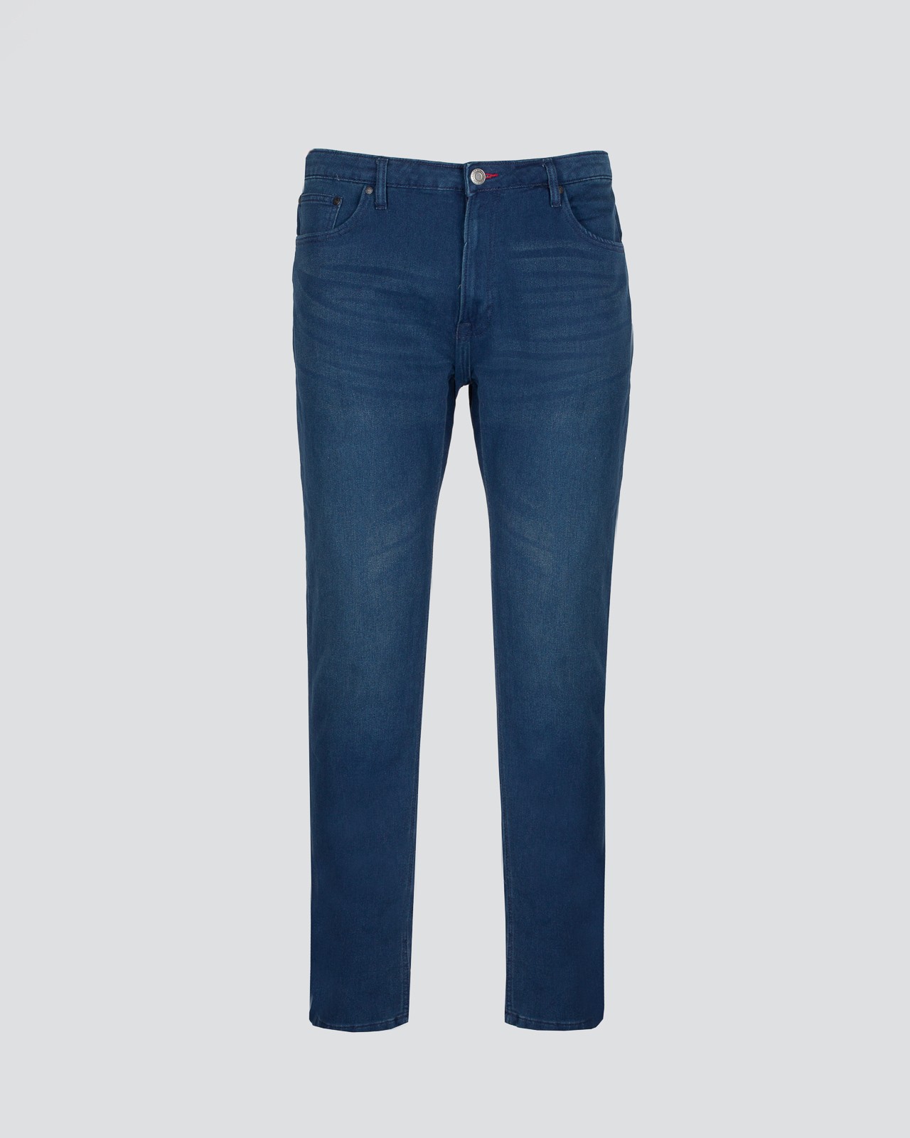 Jean slim ultra stretch grande taille en maille bleu foncé