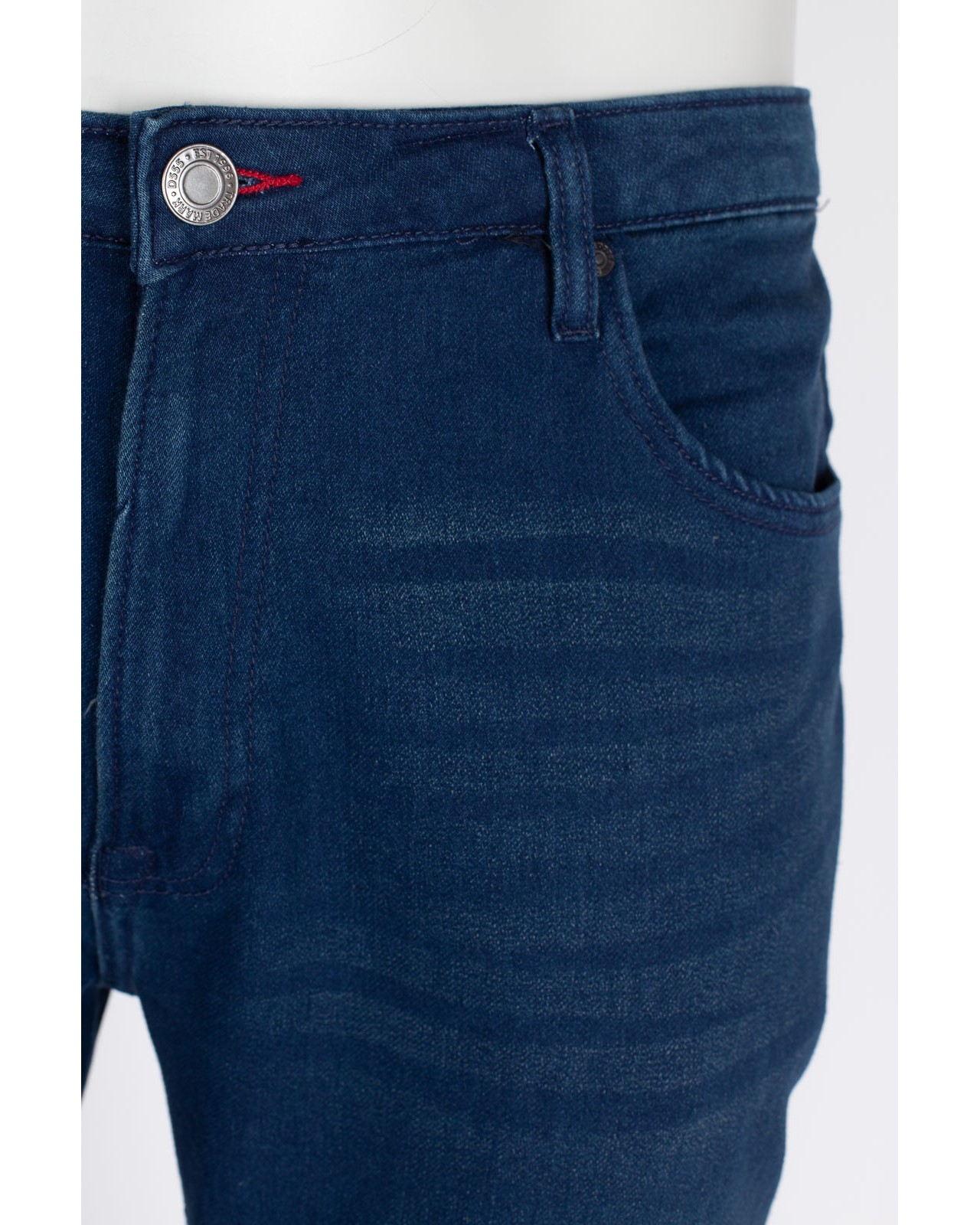 Jean slim ultra stretch grande taille en maille bleu foncé