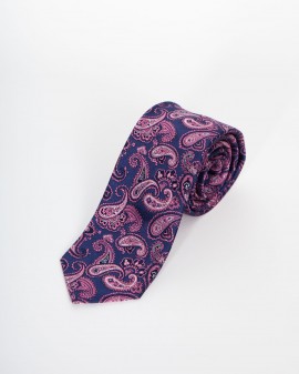 Cravate extra-longue 160 cm motif cachemire bleu marine