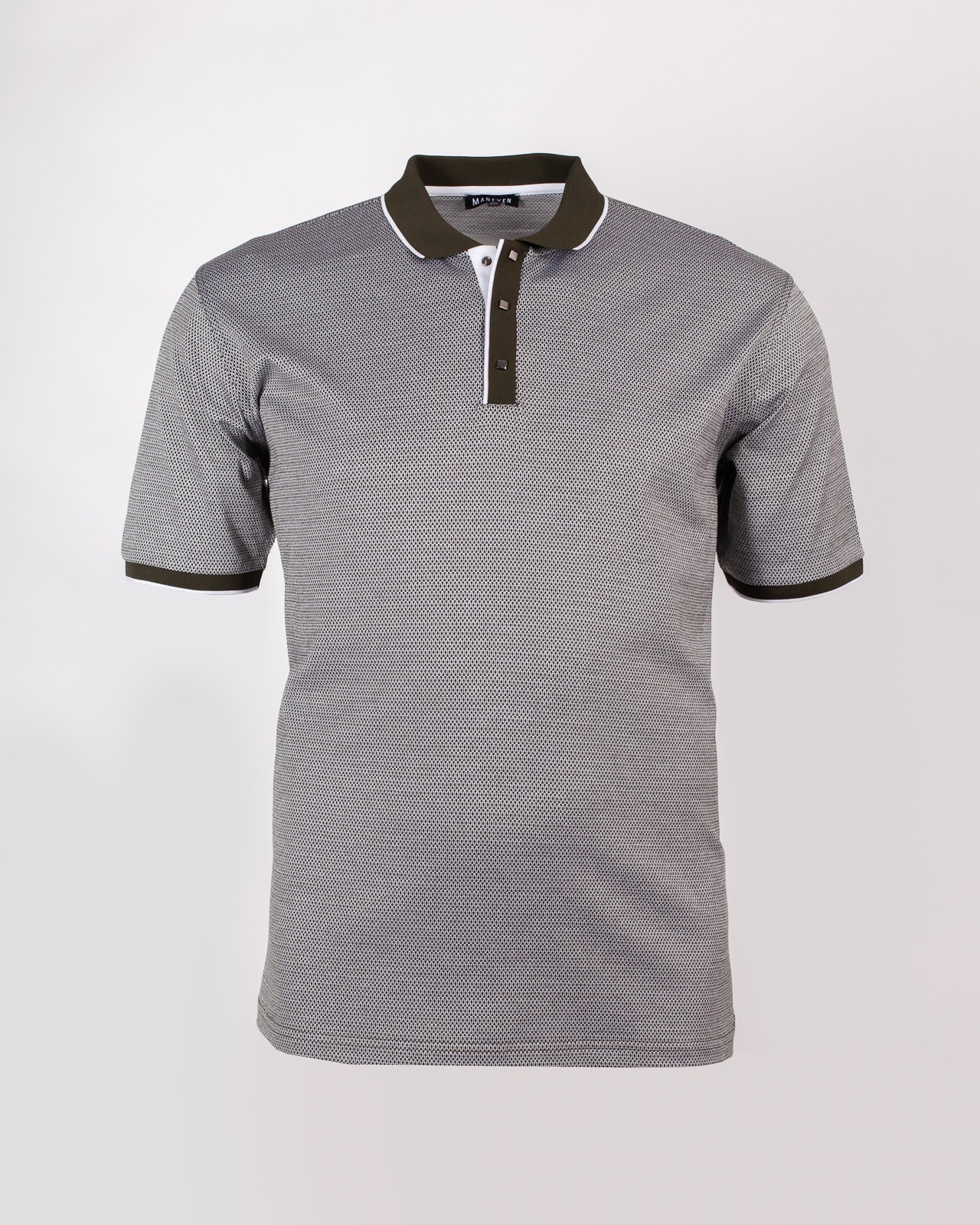 Polo jacquard grande taille vert kaki