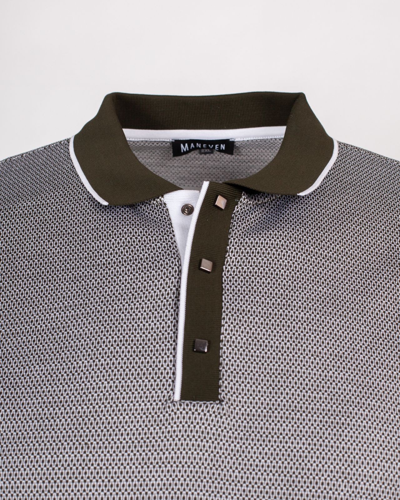 Polo jacquard grande taille vert kaki