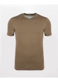 Tee Shirt col V vert kaki pour homme grand