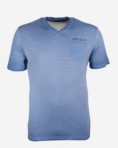 Tee-shirt grande taille rayé bleu indigo