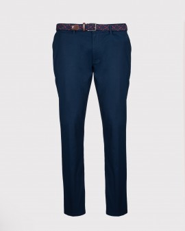 Pantalon chino twill grande taille avec ceinture bleu marine