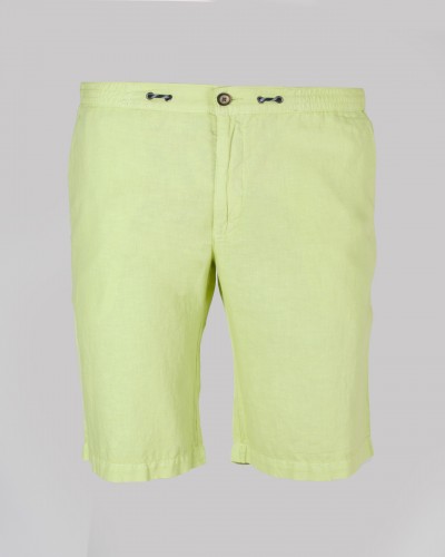 Short chino en coton lin grande taille vert