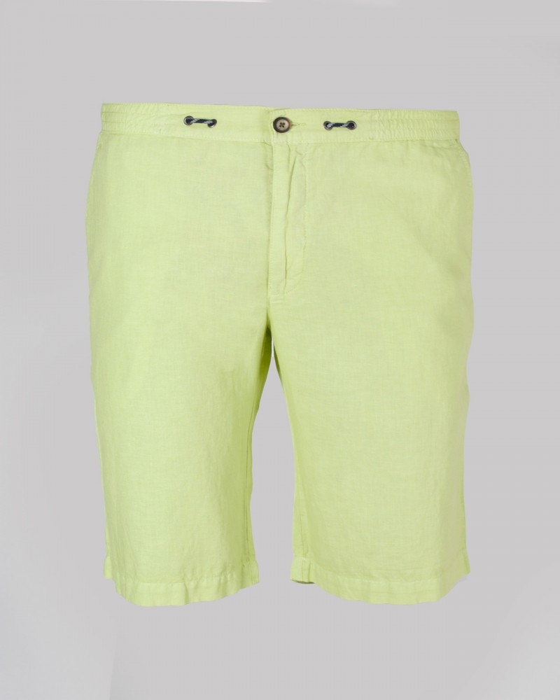 Short chino en coton lin grande taille vert