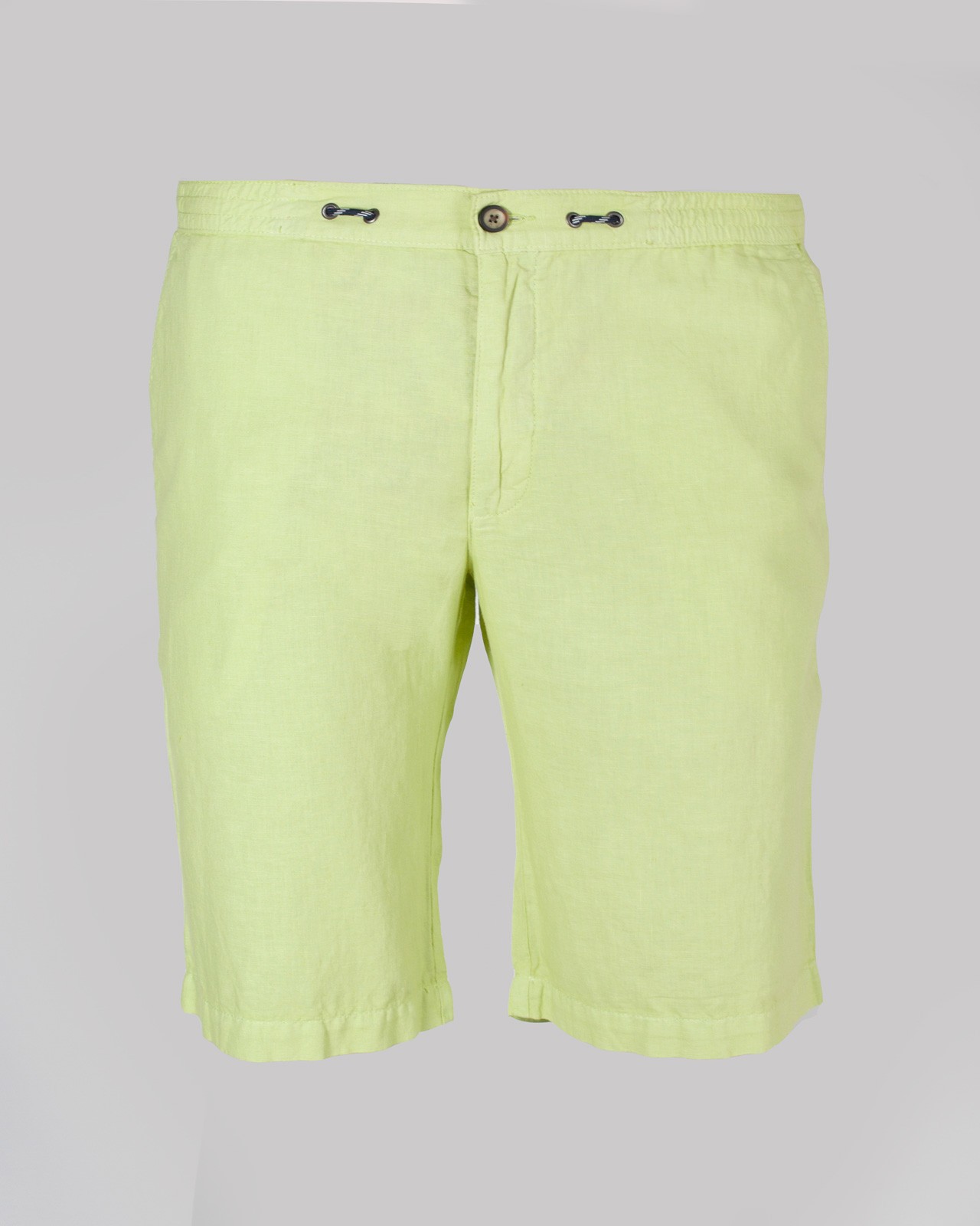 Short chino en coton lin grande taille vert