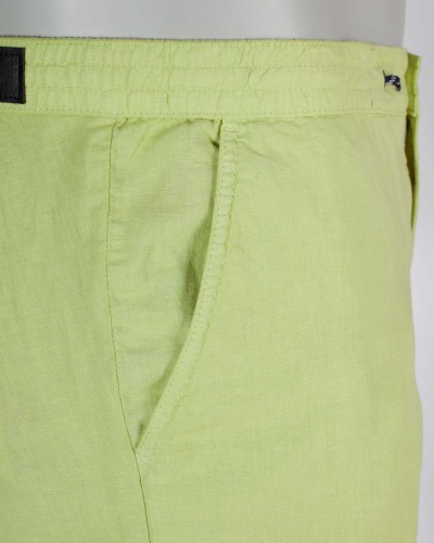 Short chino en coton lin grande taille vert