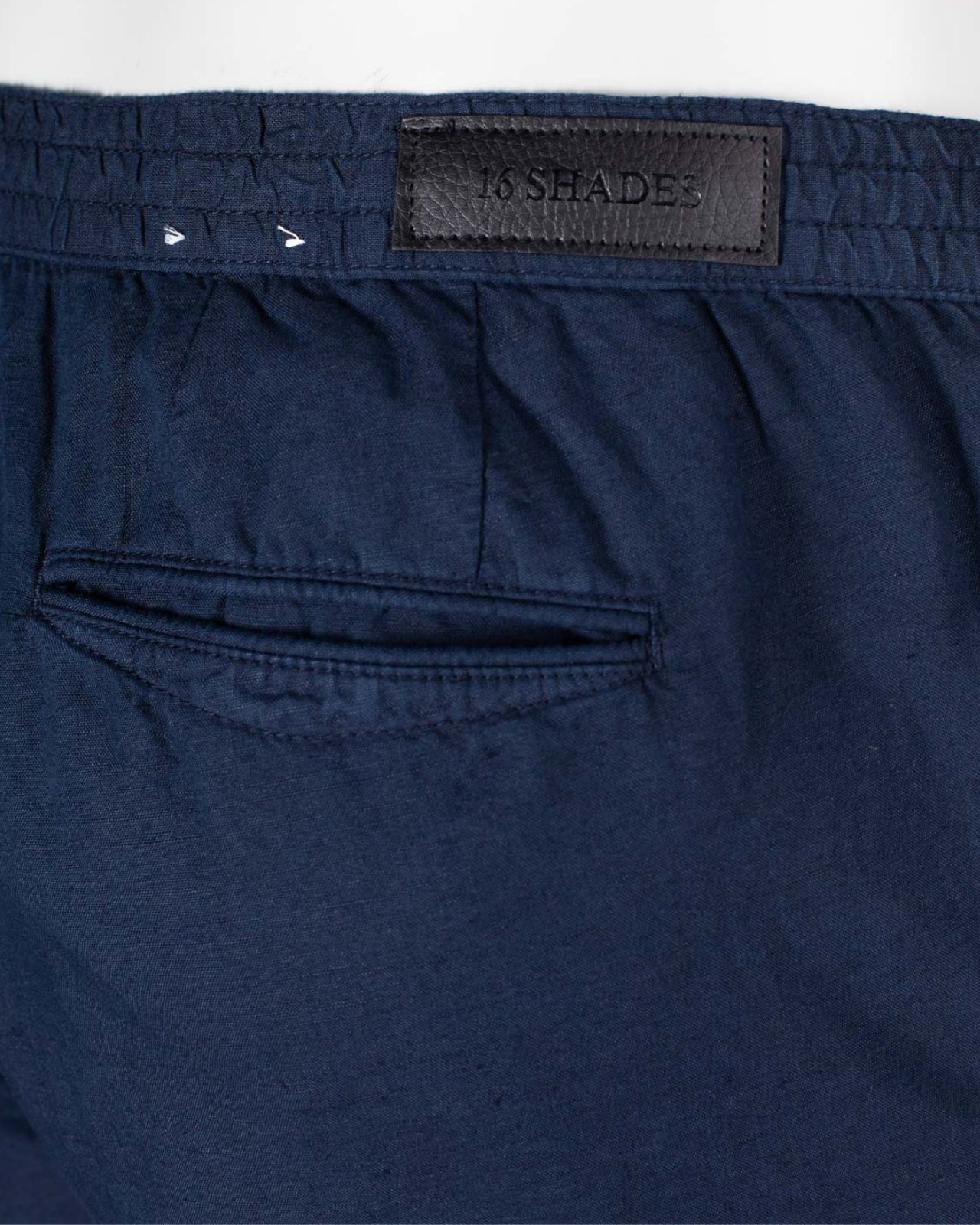 Short chino en coton lin grande taille bleu marine