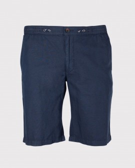 Short chino en coton lin grande taille bleu marine