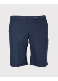 Short chino en coton lin grande taille bleu marine