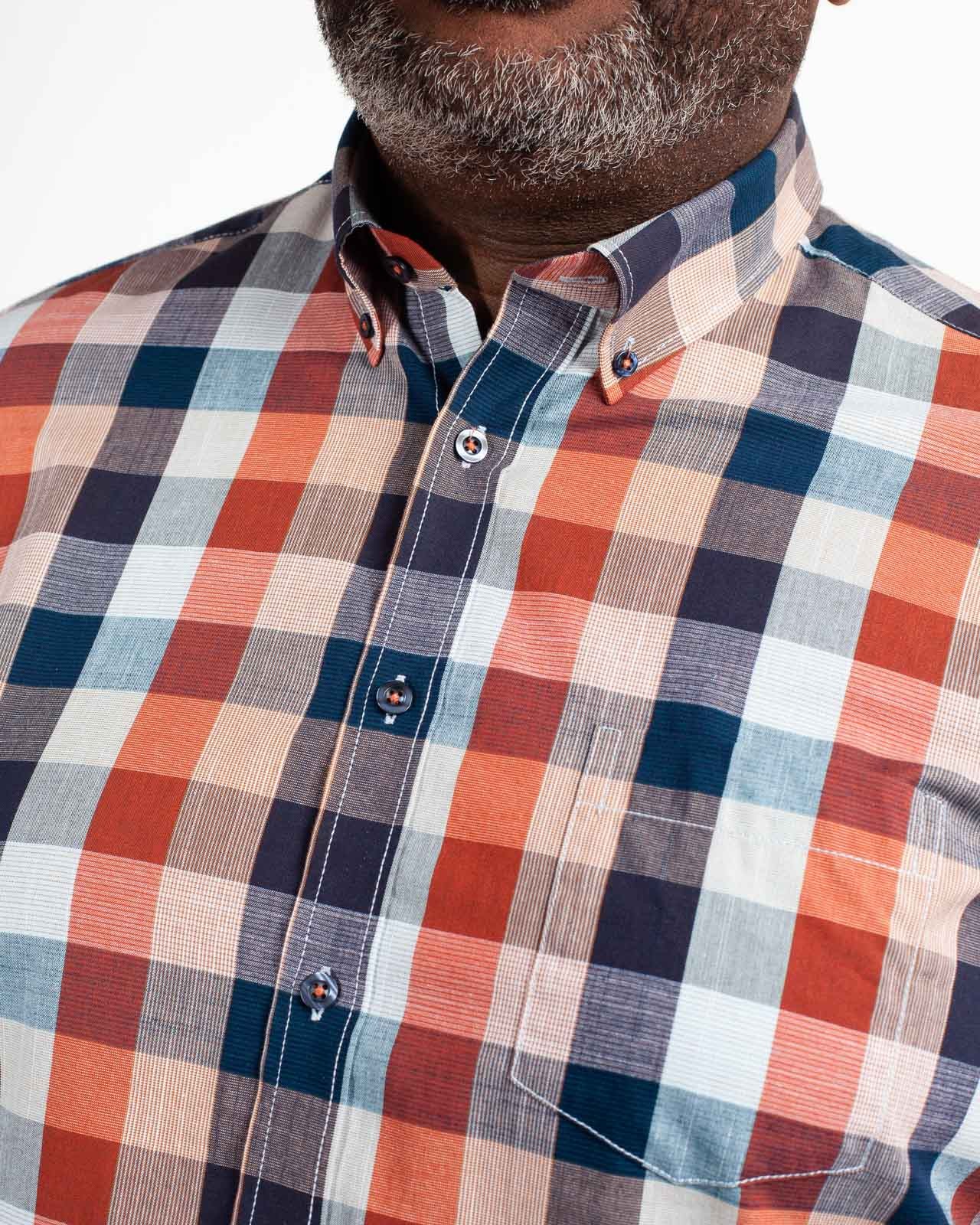 Chemisette à carreaux grande taille bleu