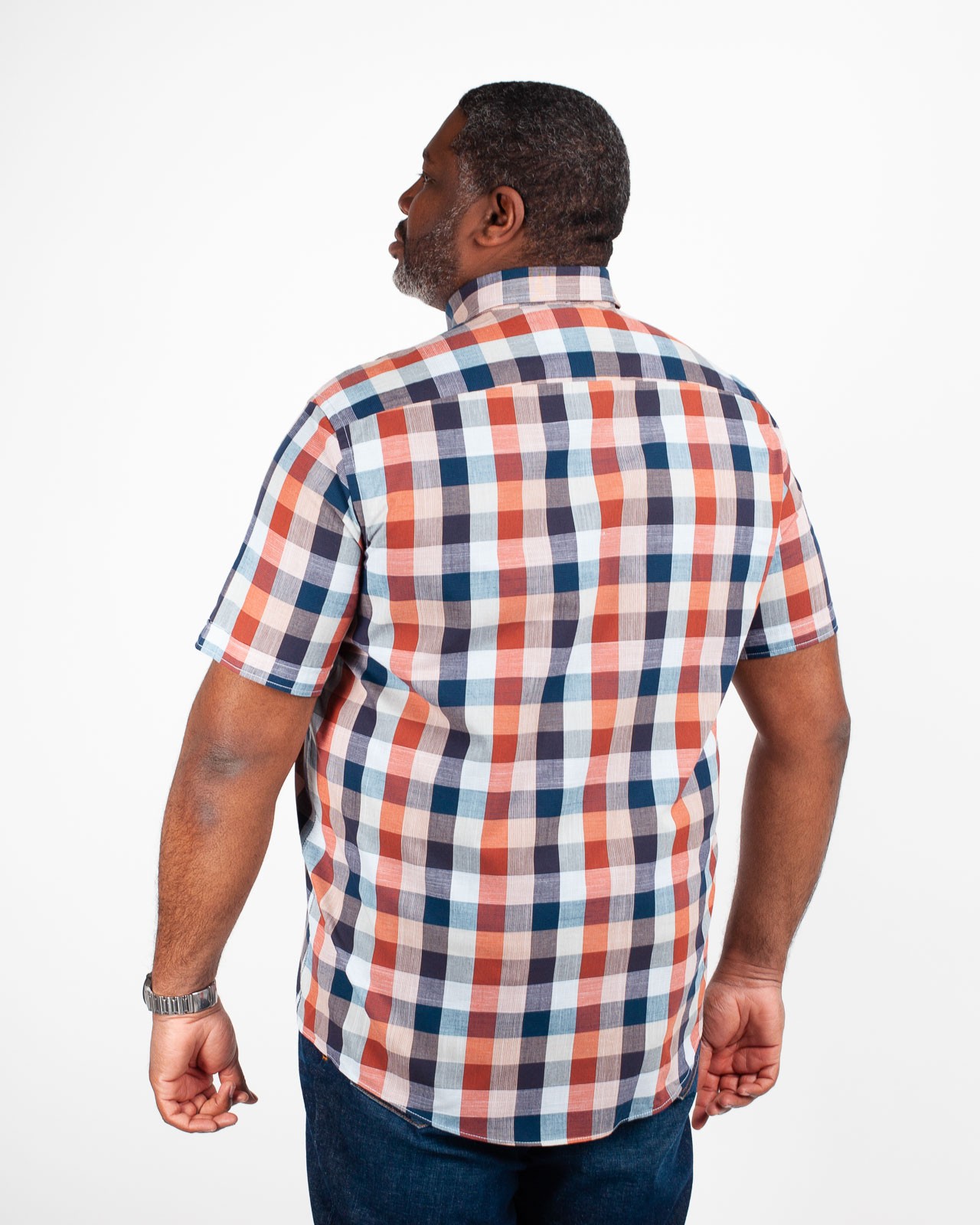 Chemisette à carreaux grande taille bleu