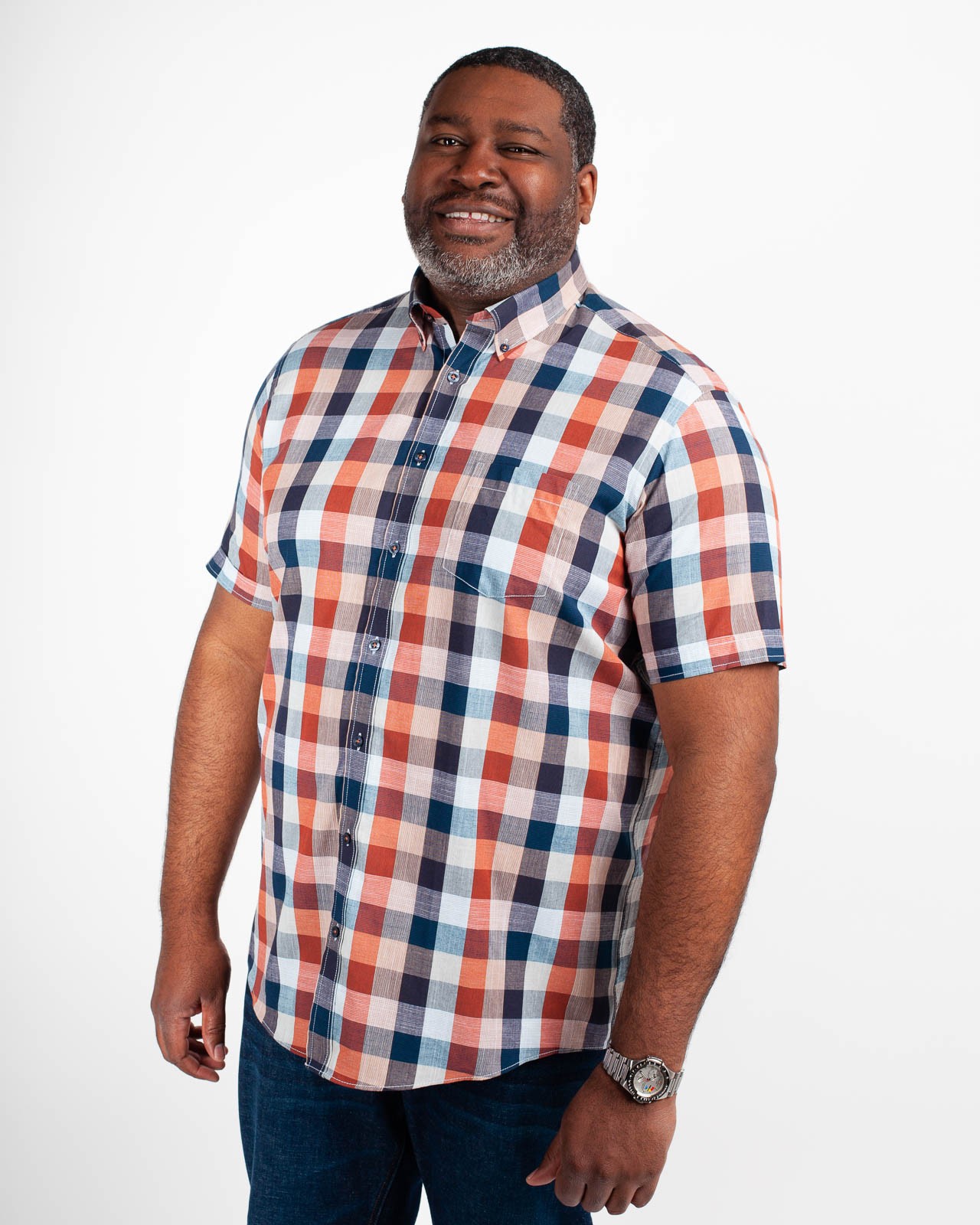 Chemisette à carreaux grande taille bleu