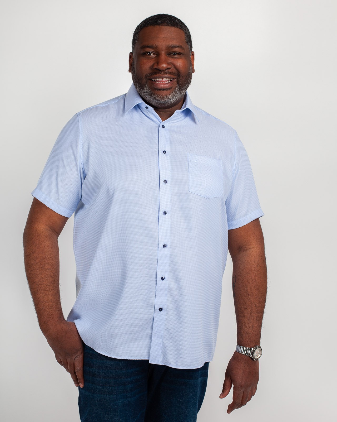 Chemisette dobby grande taille bleu ciel