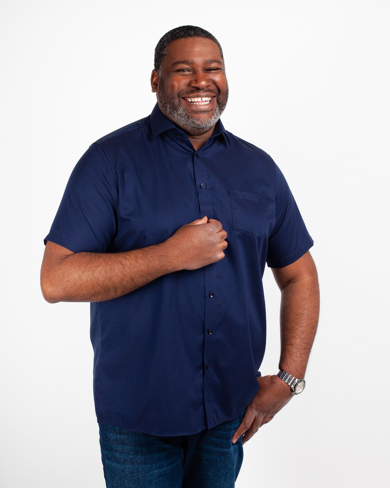 Chemisette structure grande taille bleu marine