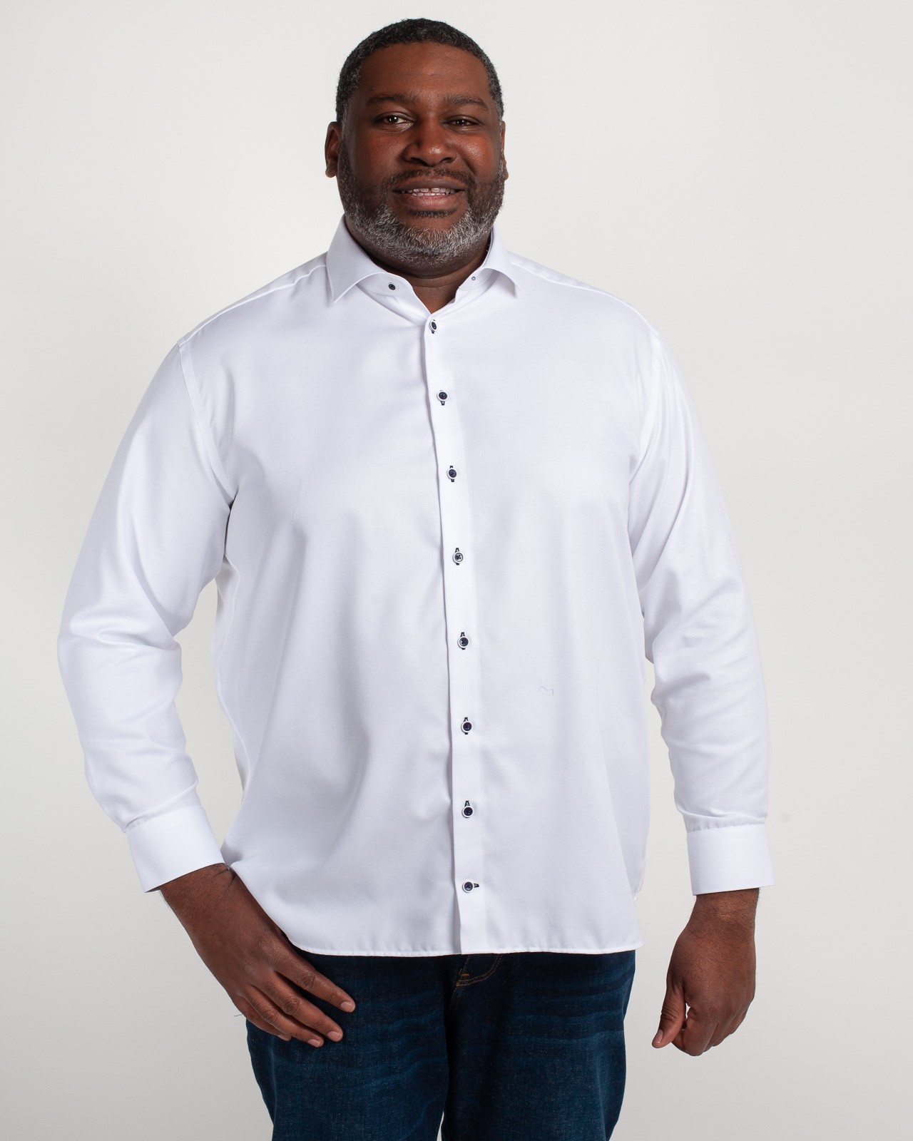 Chemise dobby grande taille blanche