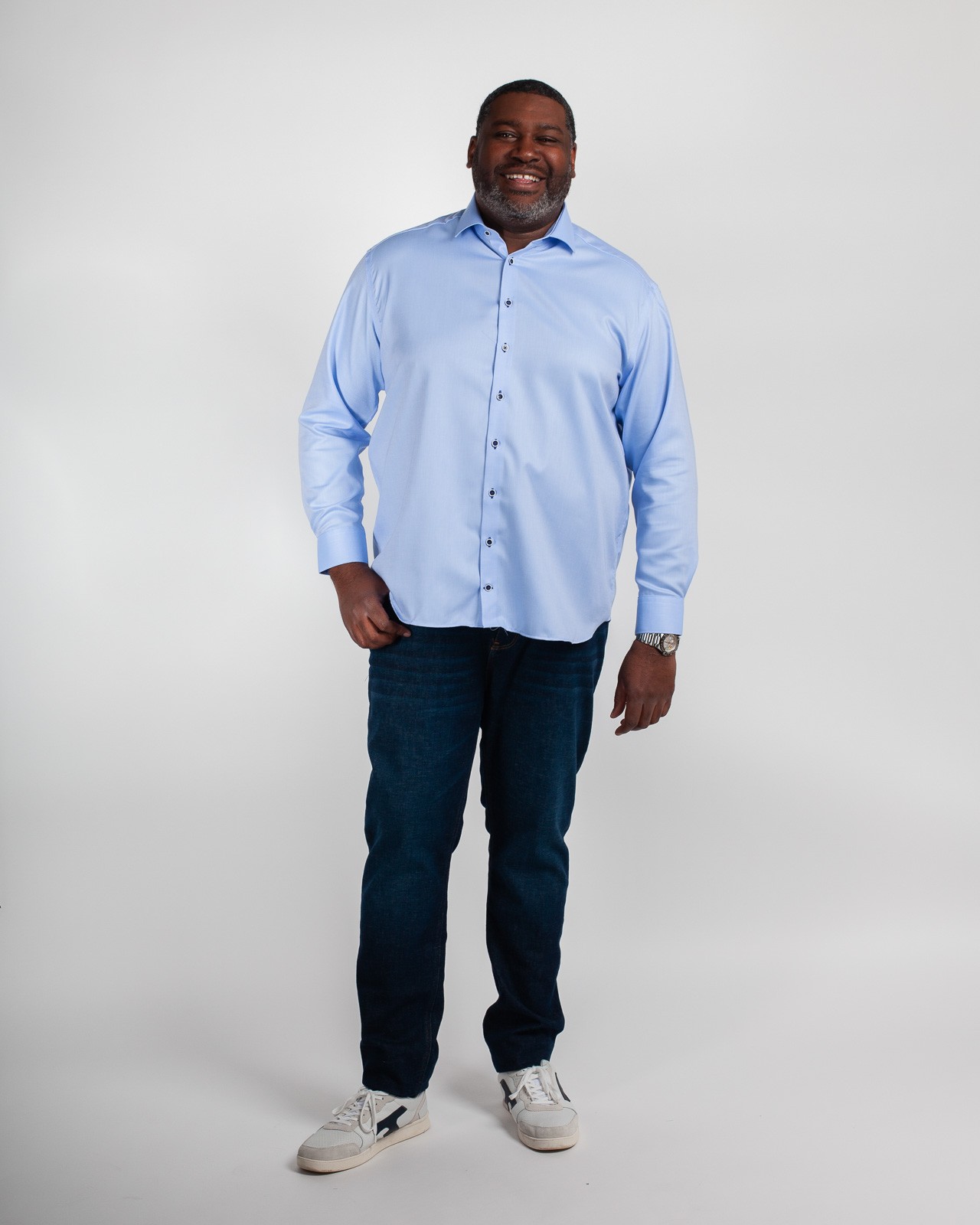 Chemise dobby grande taille bleu