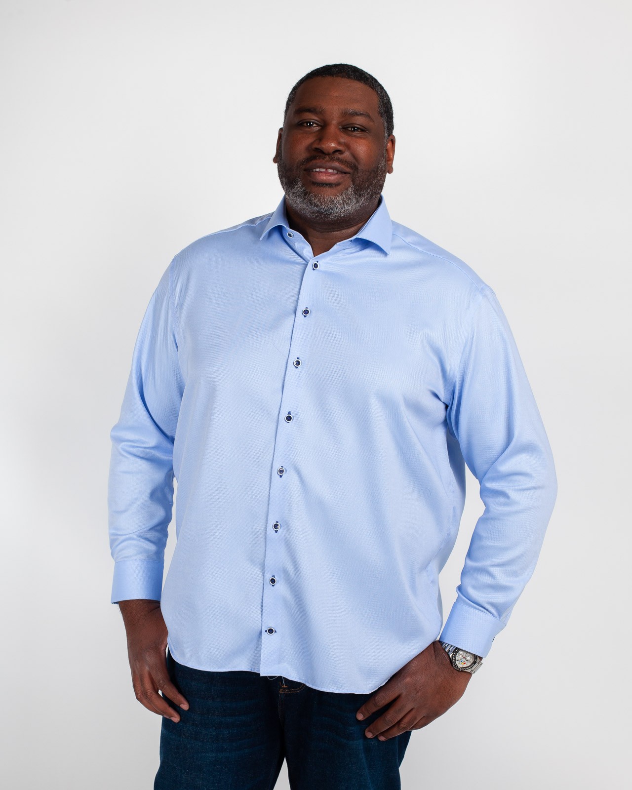 Chemise dobby grande taille bleu