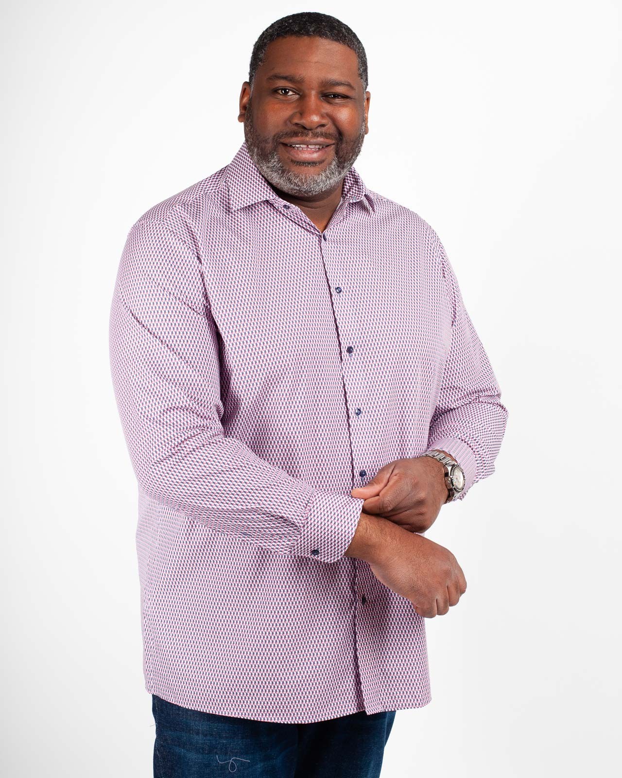 Chemise géométrique grande taille rose