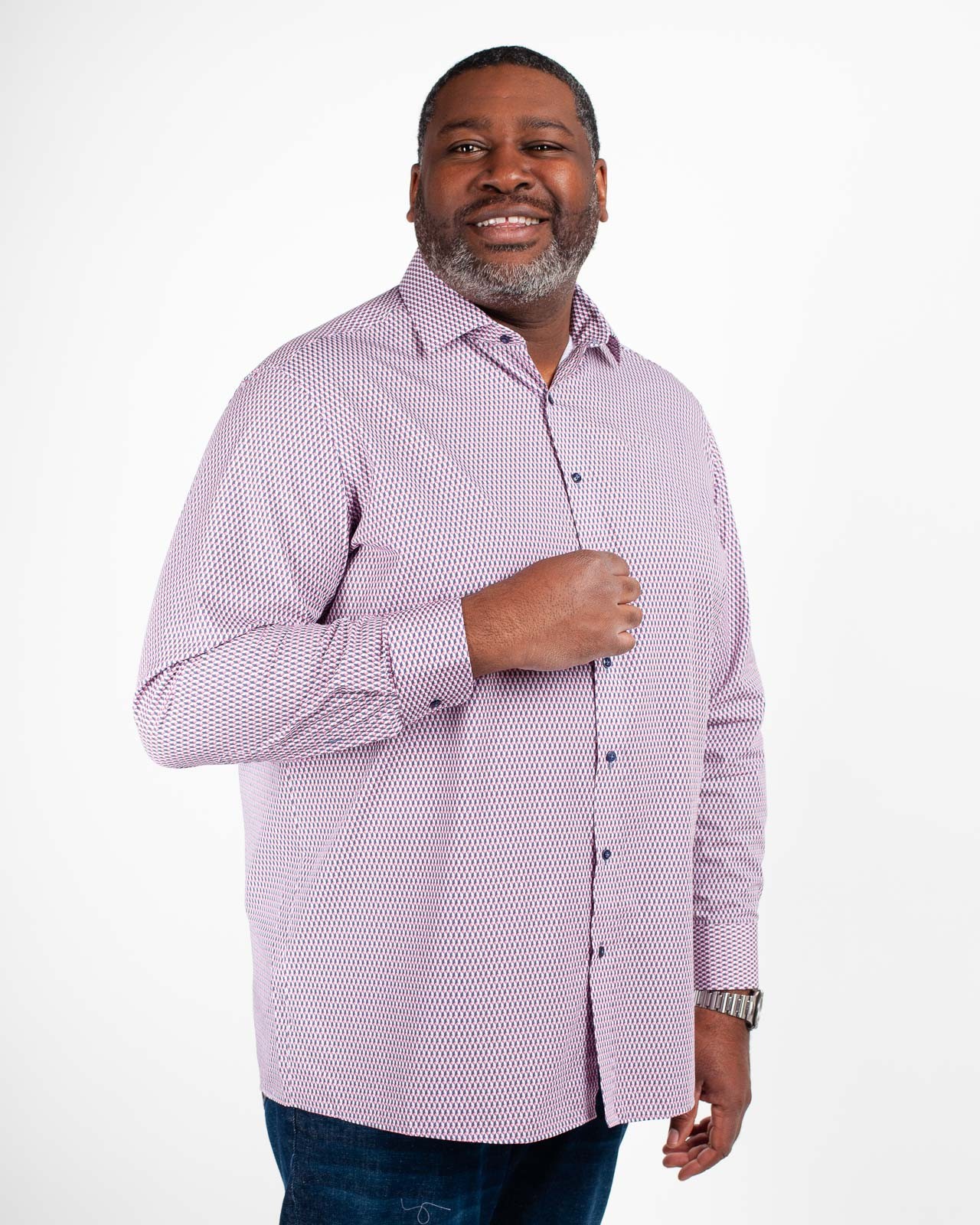 Chemise géométrique grande taille rose