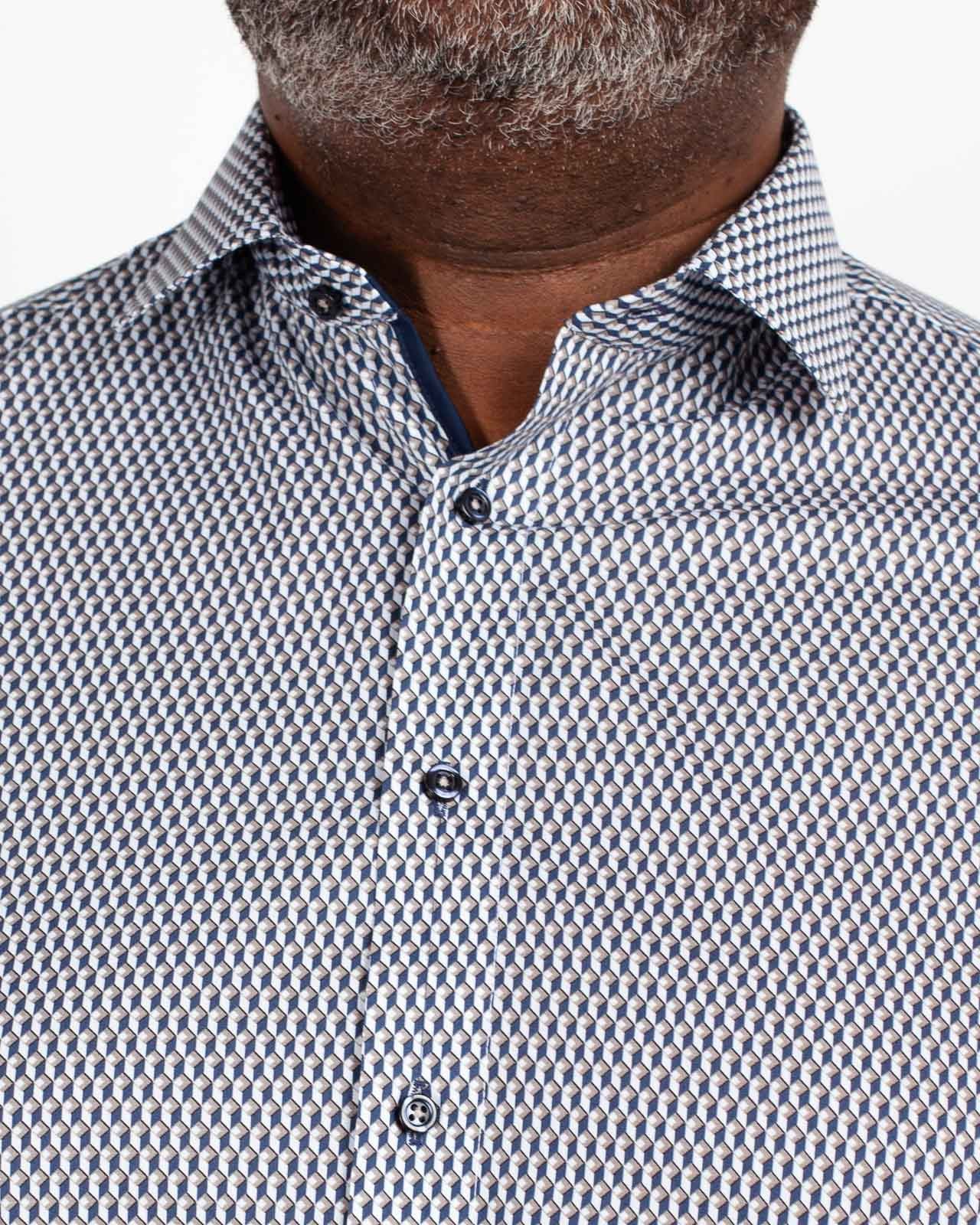 Chemise géométrique grande taille bleu marine