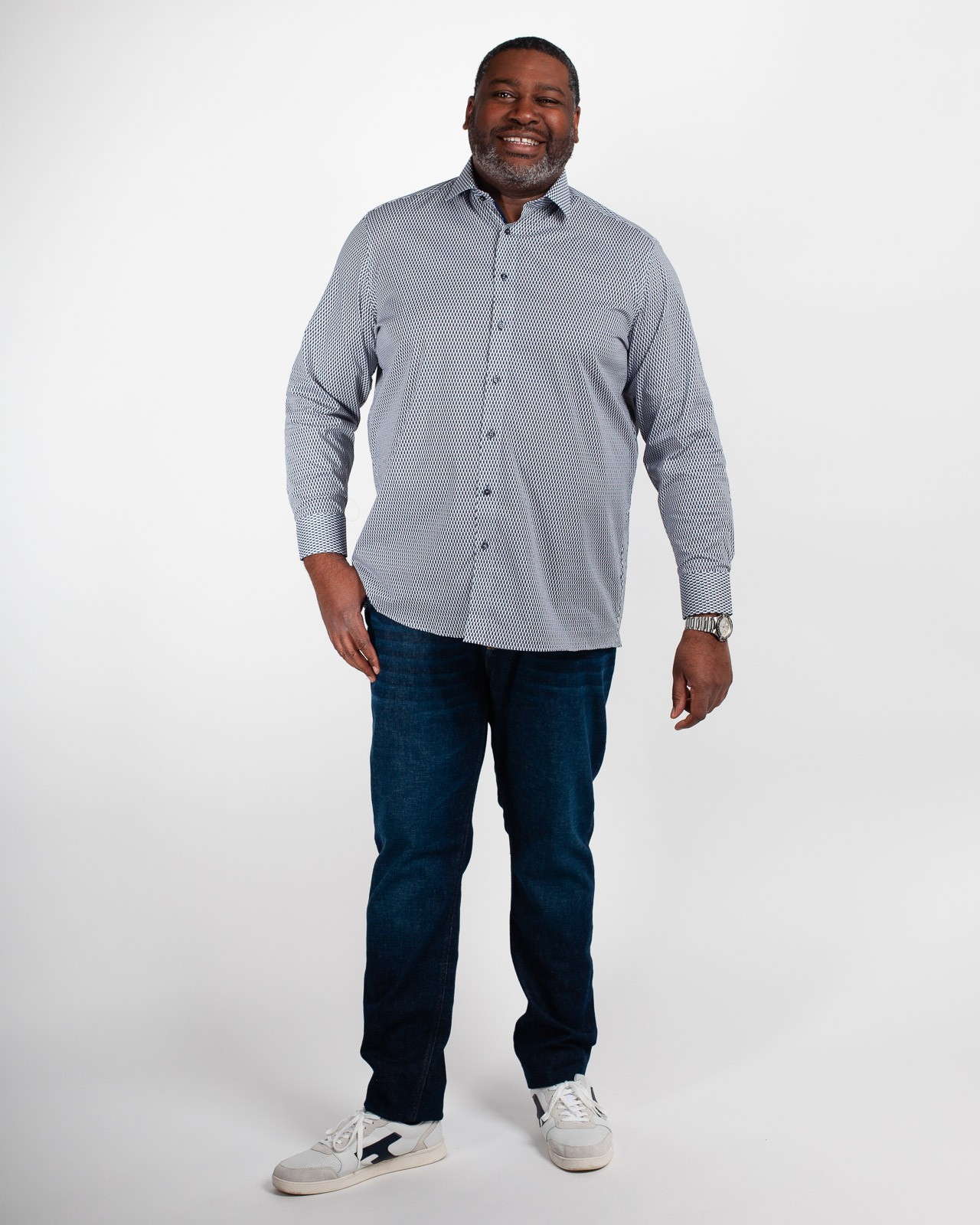 Chemise géométrique grande taille bleu marine