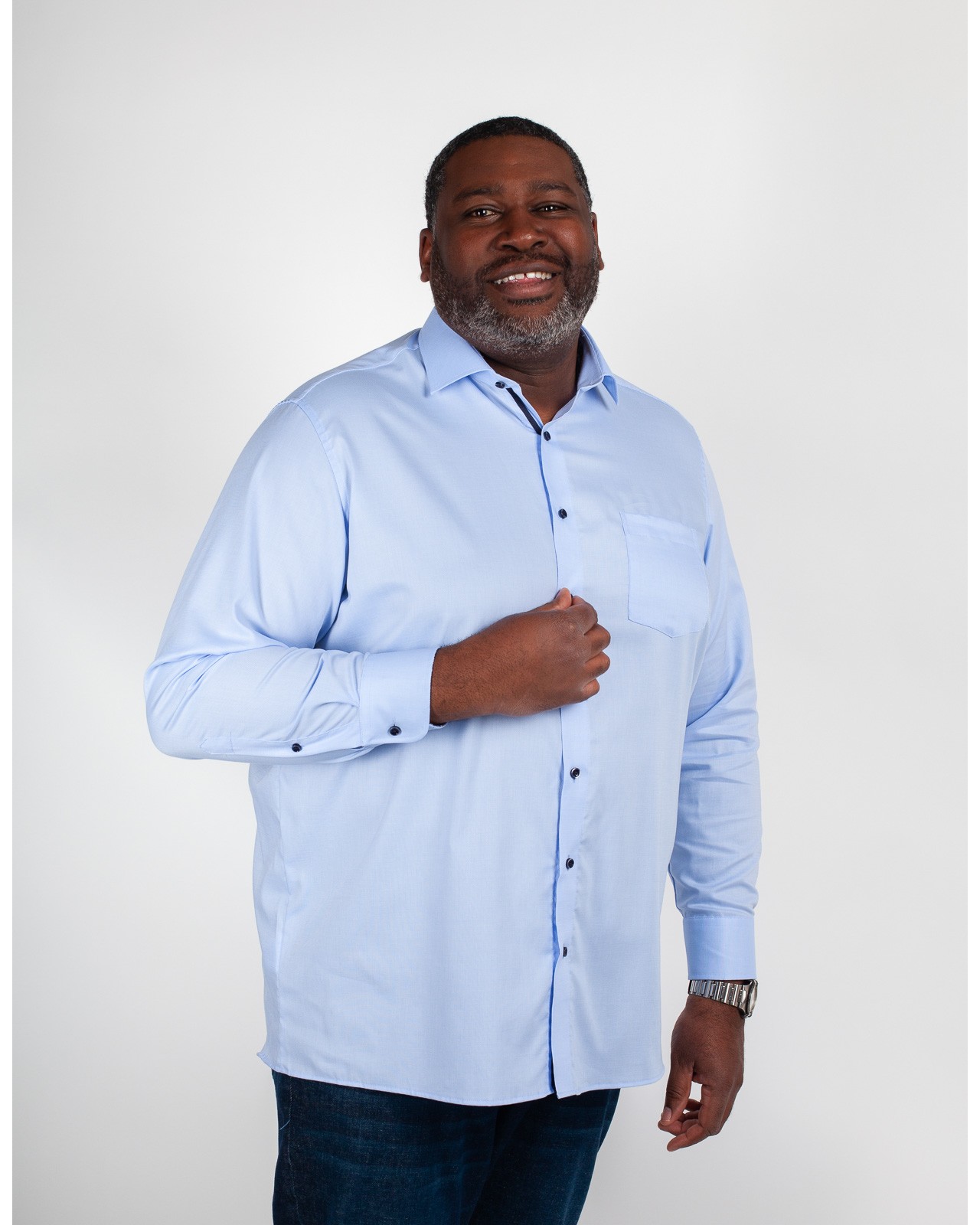 Chemise piqué grande taille bleu