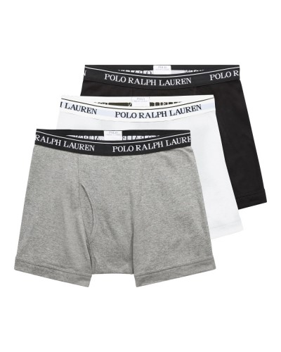 Pack de 3 boxers longs Ralph Lauren grande taille noir blanc et gris