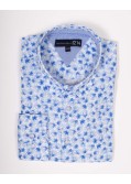 Chemise motif fleurs grande taille bleu clair