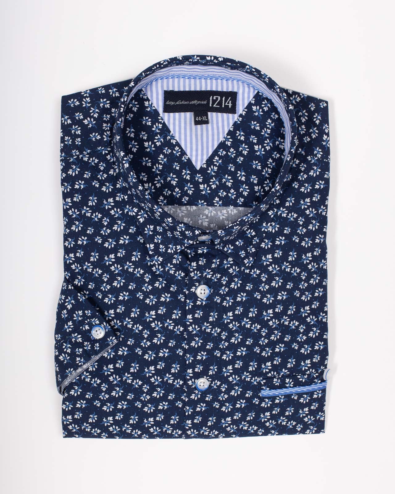 Chemisette mini fleurs grande taille bleu marine