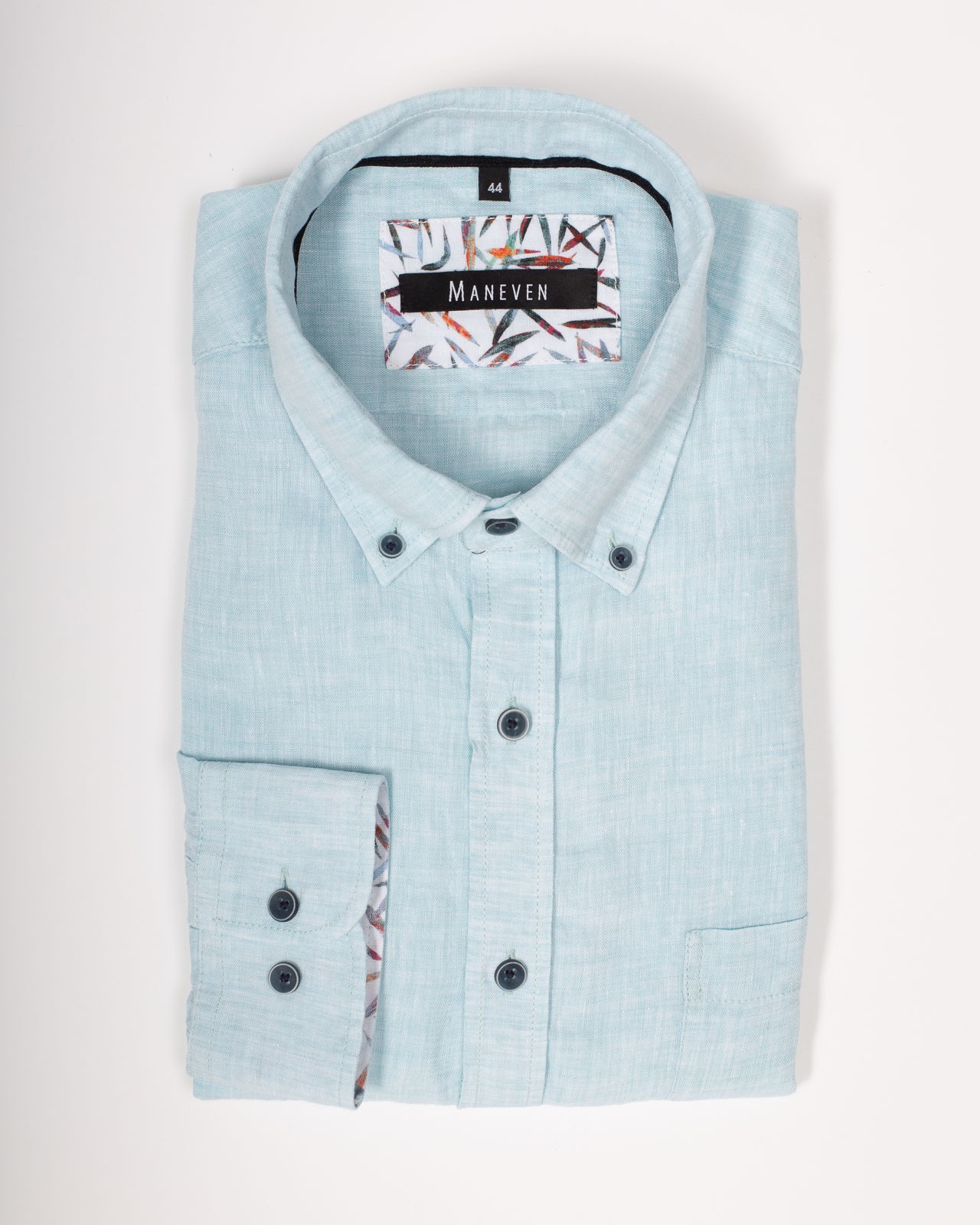 Chemise en lin grande taille bleu